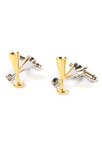 Two Tone Champagne Glass Cufflinks