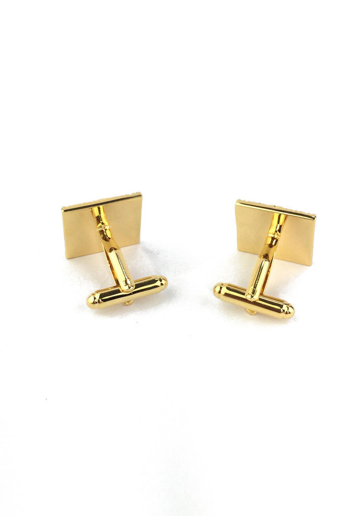 Square Gold Luxurious with Blue Polka Dots Cufflinks