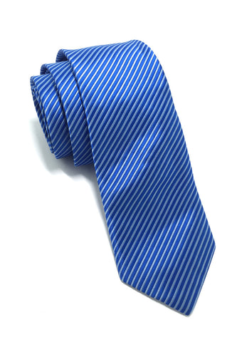 Regalia Series Bright Blue Stripes Polyester Fabric Tie