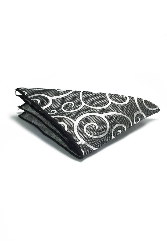 Dynamic Series Electric Silver Patterned Polyester Pocket Square