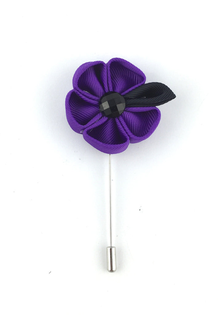 Purple Fabric Flower Lapel Pin