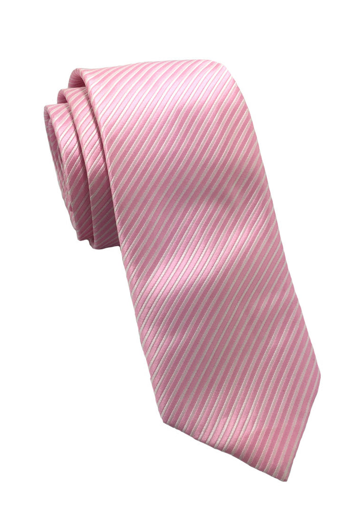 Regalia Series Pale Pink Stripes Polyester Fabric Tie