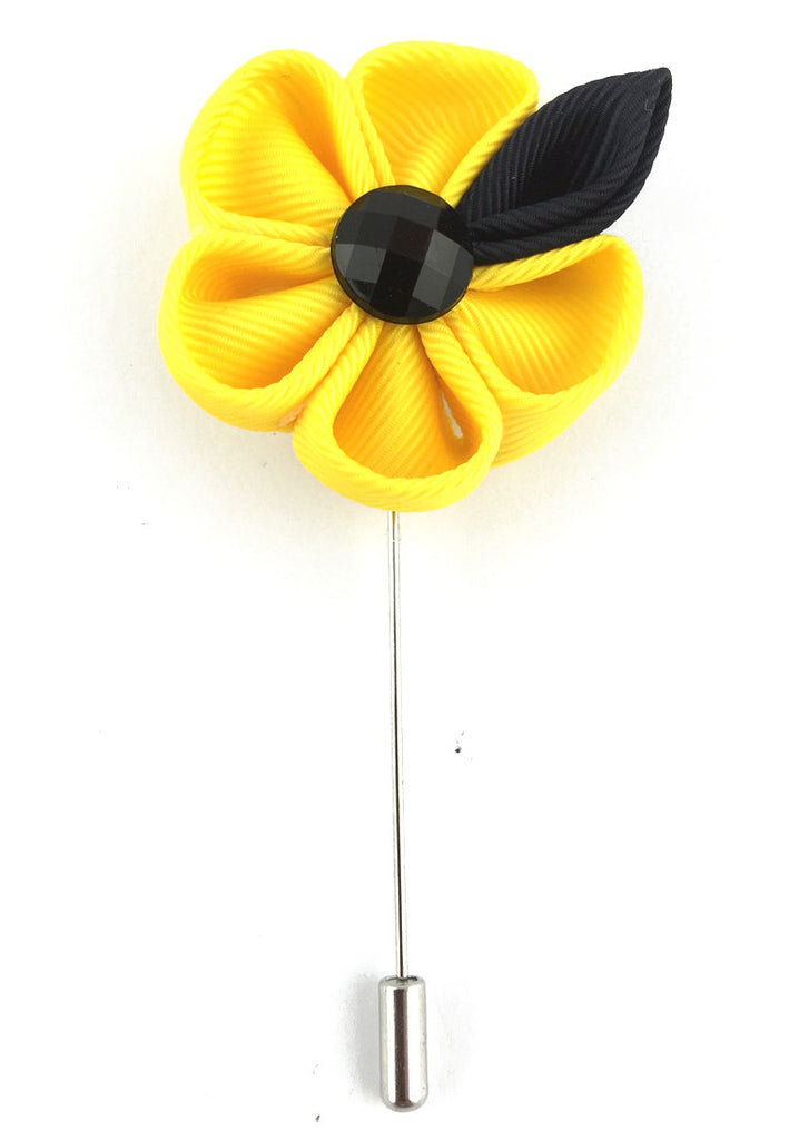 Pin Lapel Bunga Kain Kuning