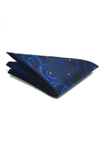动态系列电蓝色图案聚酯口袋巾