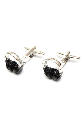 Black & Silver Headphones Cufflinks