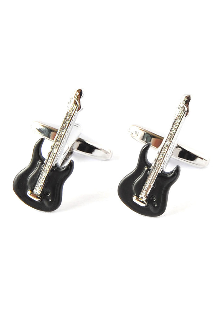 Black & Silver Stylish Electric Guitar Cufflinks