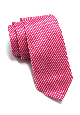 Regalia Series Bright Pink Stripes Polyester Fabric Tie