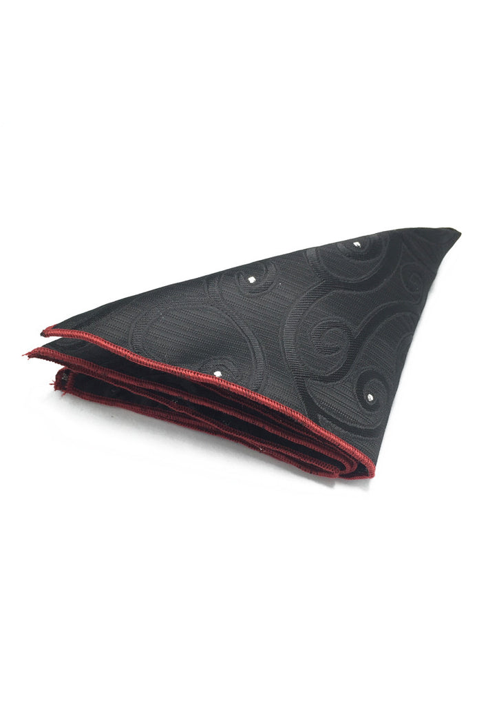 Dynamic Series Electric Black Patterned Polyester Pocket Square