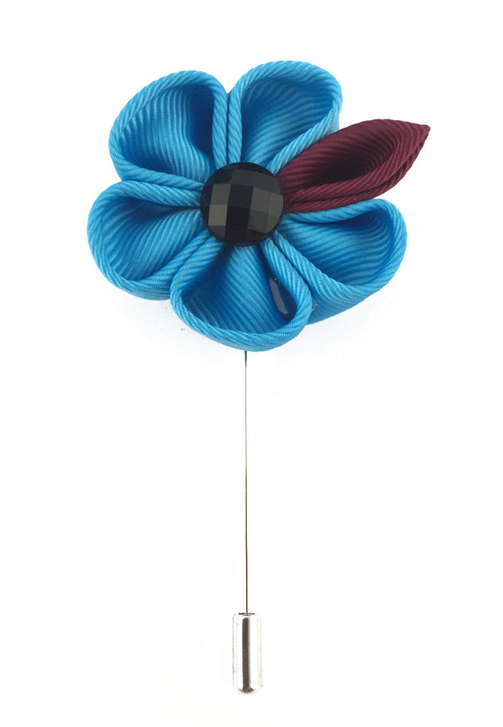 Turquoise Fabric Flower Lapel Pin