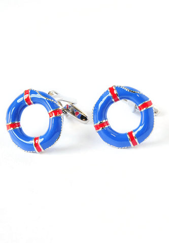 Blue & Red Life Belt Lifebuoy Cufflinks