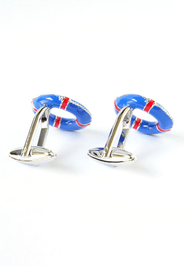 Blue & Red Life Belt Lifebuoy Cufflinks
