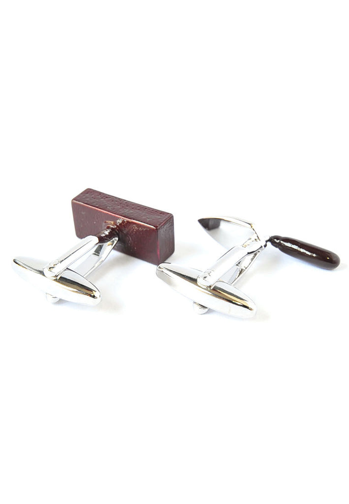 Bricklayers Coloured Trowel & Brick Brown Cufflinks