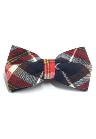 Probe Series Blue, Red, Orange and Grey Tartan Design Cotton Pre-tied Bow Tie