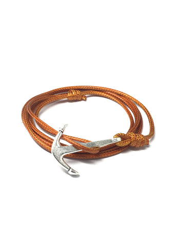 Ore Series Orange Cord Silver Anchor Bracelet