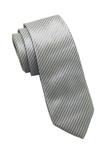 Regalia Series Silver Stripes Polyester Fabric Tie