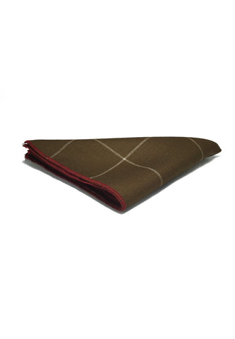 Folio 系列棕色格纹粘胶口袋方巾
