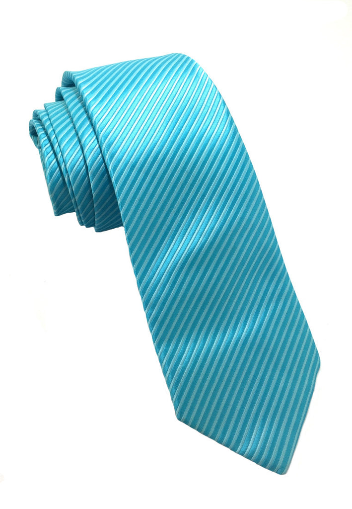 Regalia Series Turquoise Stripes Polyester Fabric Tie