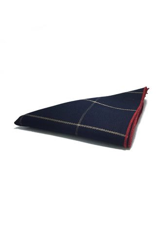 Folio Series Dark Blue Checked Viscose Pocket Square