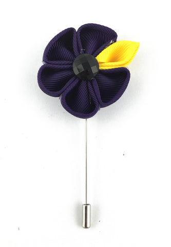 Violet Fabric Flower Lapel Pin