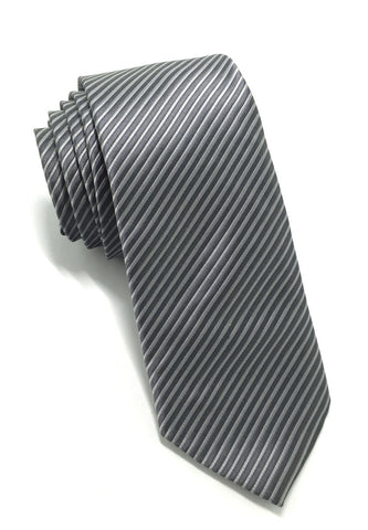 Regalia Series Dark Grey Stripes Polyester Fabric Tie