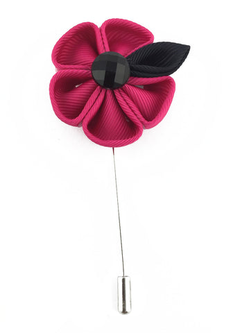 Pink Fabric Flower Lapel Pin