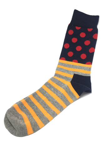 Even-Steven Series Orange Stripes Red Polka Dots Black Socks