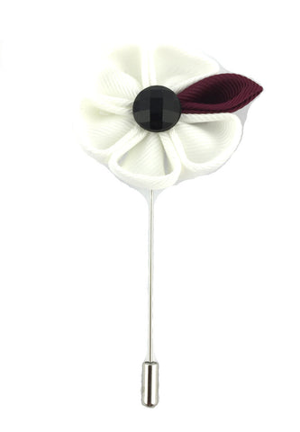 White Fabric Flower Lapel Pin