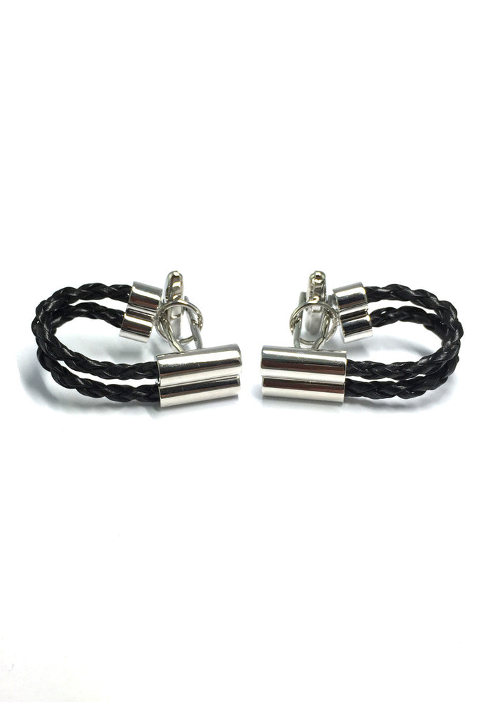 Black Leather Chain Cufflinks