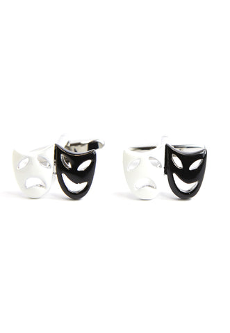 Topeng Teater Hitam &amp; Putih Cufflinks