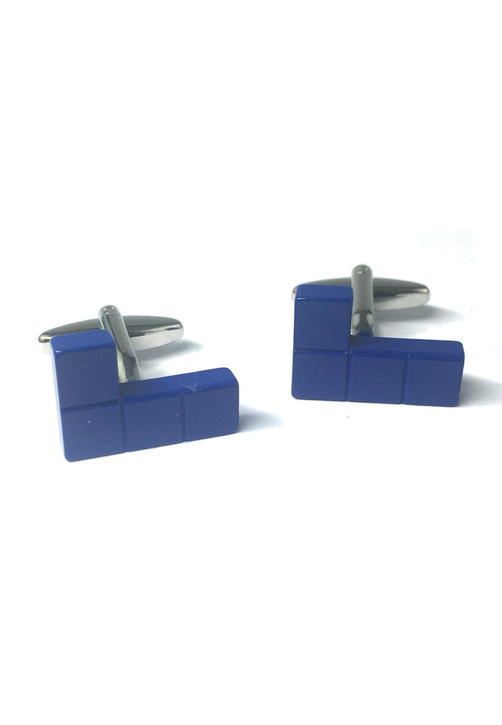 Retro Computer Block Game Blue Cufflinks