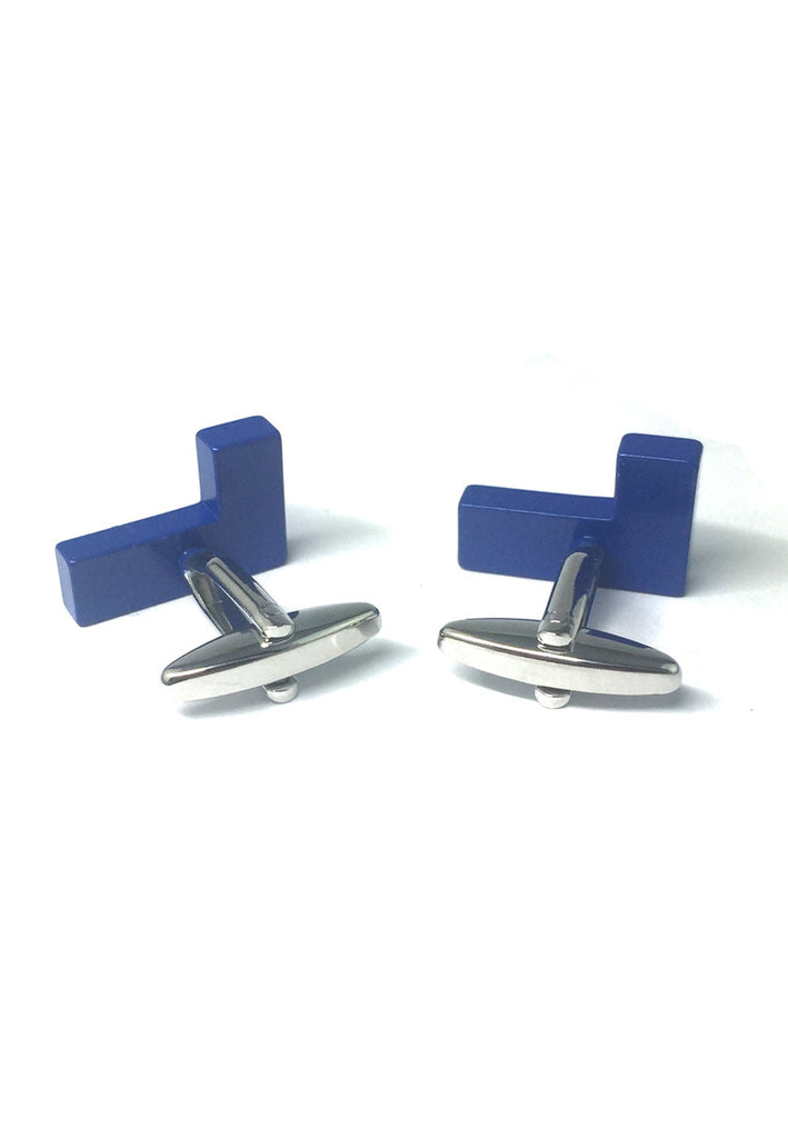 Retro Computer Block Game Blue Cufflinks