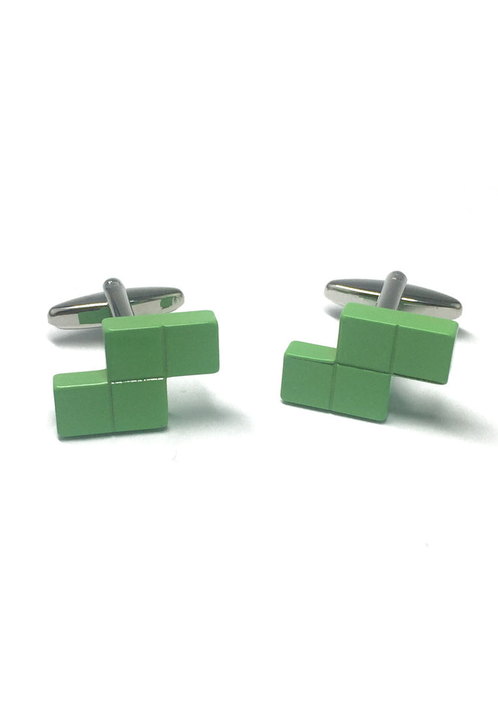 Retro Computer Block Game Green Cufflinks