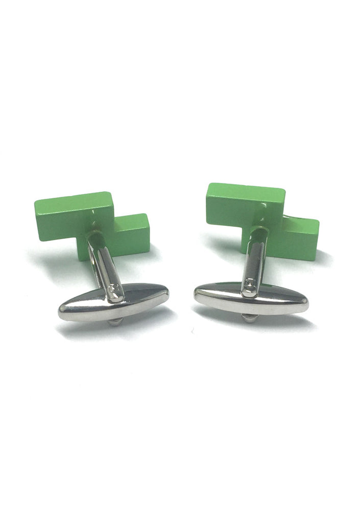 Retro Computer Block Game Green Cufflinks