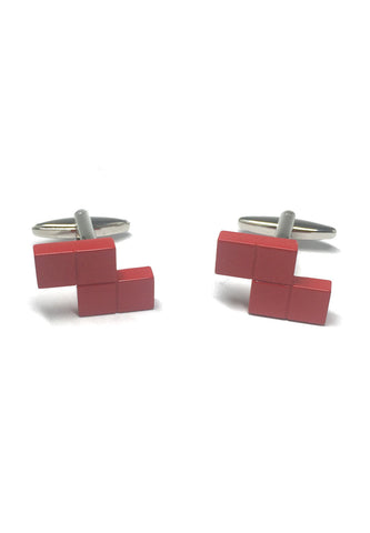 Retro Computer Block Game Red Cufflinks