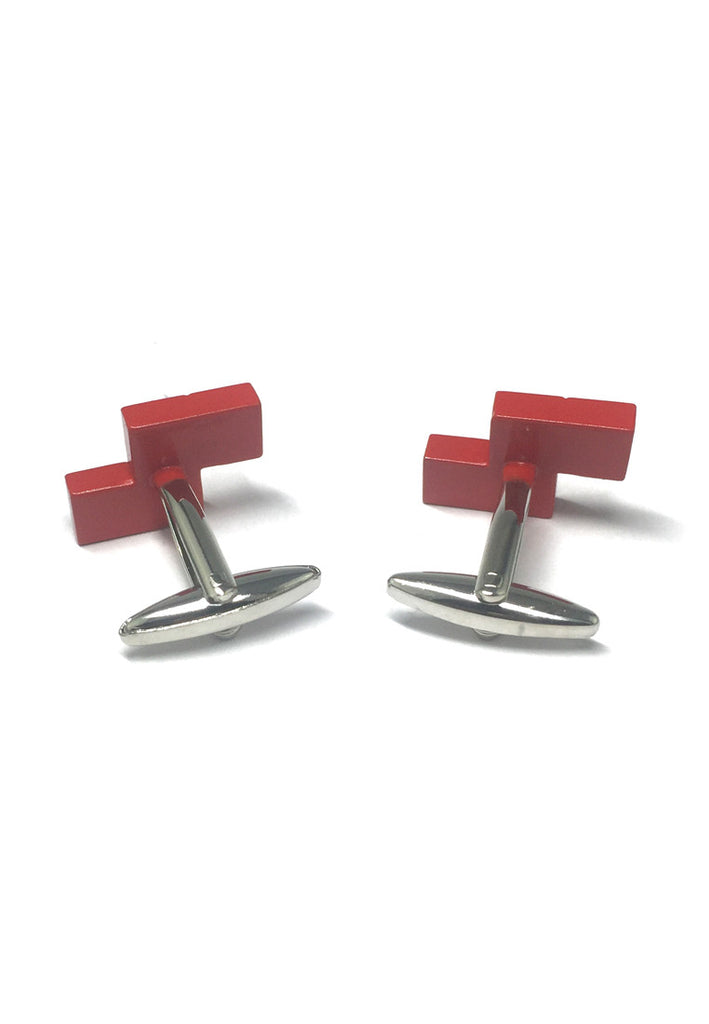 Retro Computer Block Game Red Cufflinks