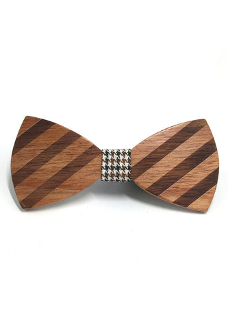 Grove Series Striped Design Wood Bow Tie