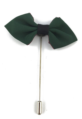 Dark Green Fabric Cloth Bow Lapel Pin