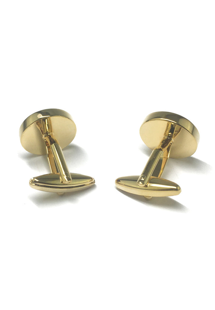 Gold Plated & Black Chinese Longevity Symbol Cufflinks