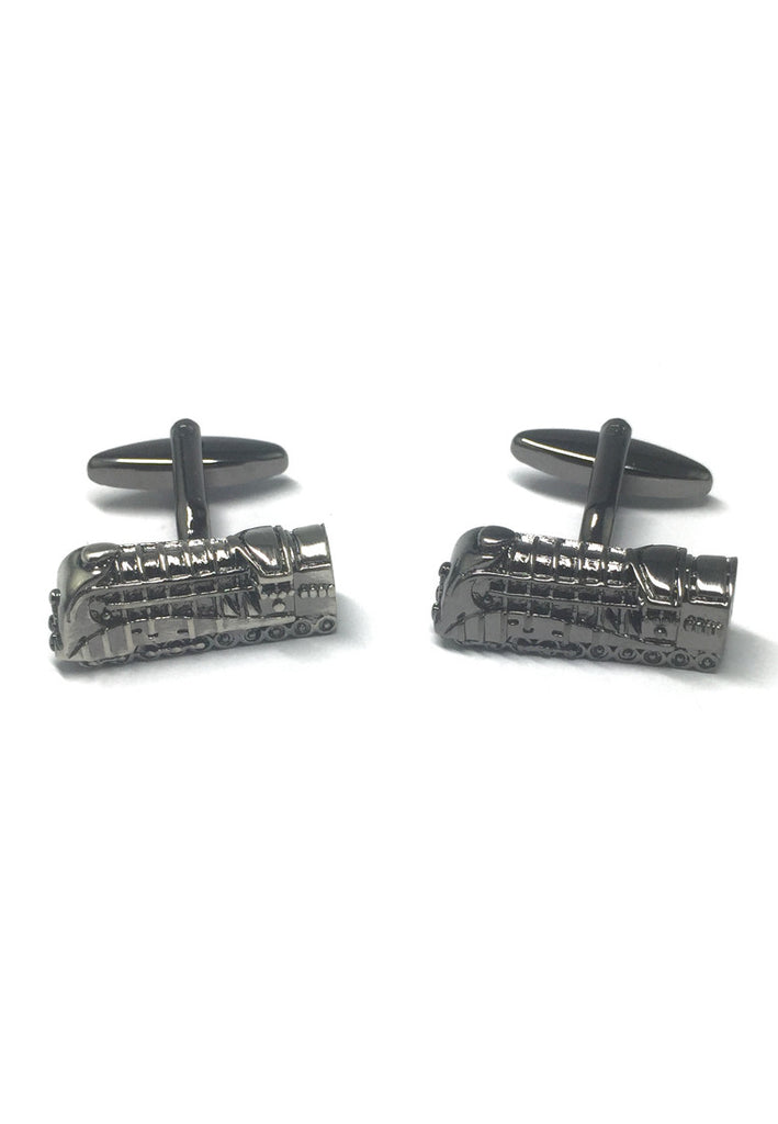 Gunmetal Retro Locomotive Train Cufflinks