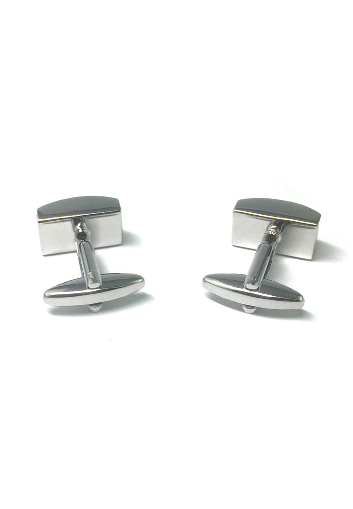 High Quality Curved White MOP & Black Design Rhodium Plated Cufflinks