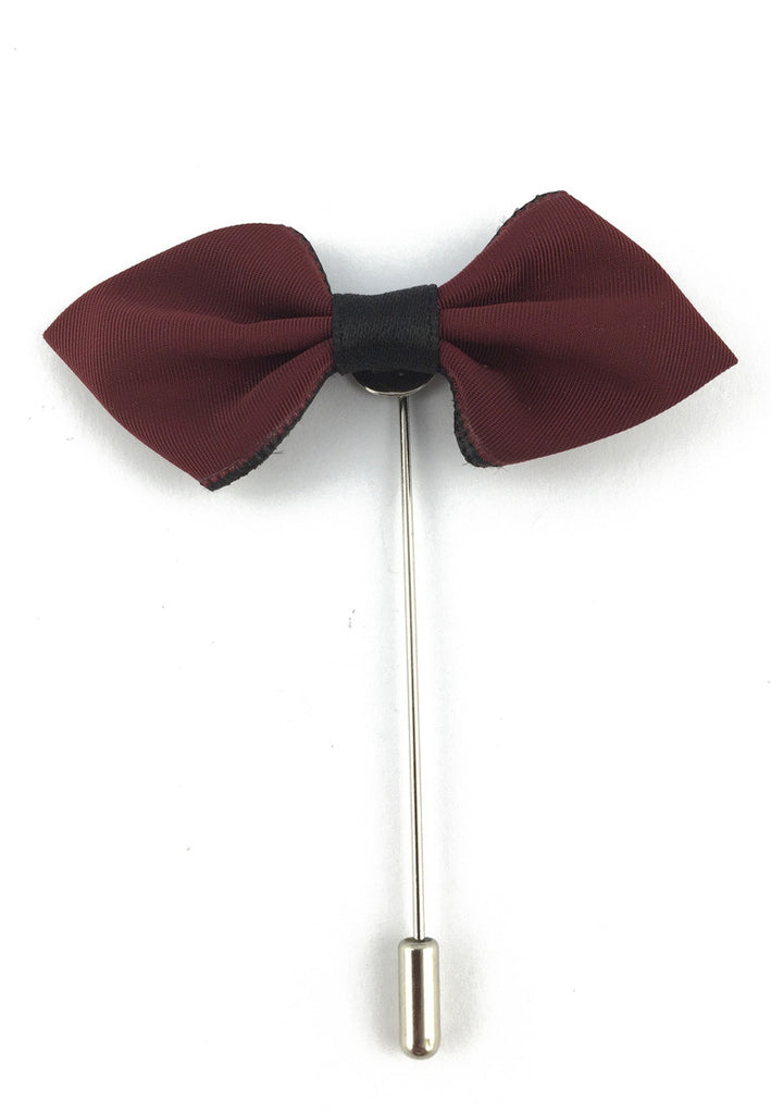 Maroon Red Fabric Bow Cloth Lapel Pin