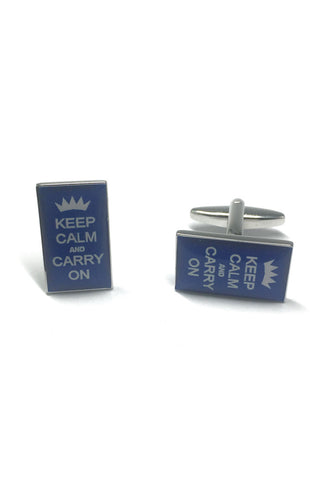 Royal Blue Keep Calm & Carry on Cufflinks