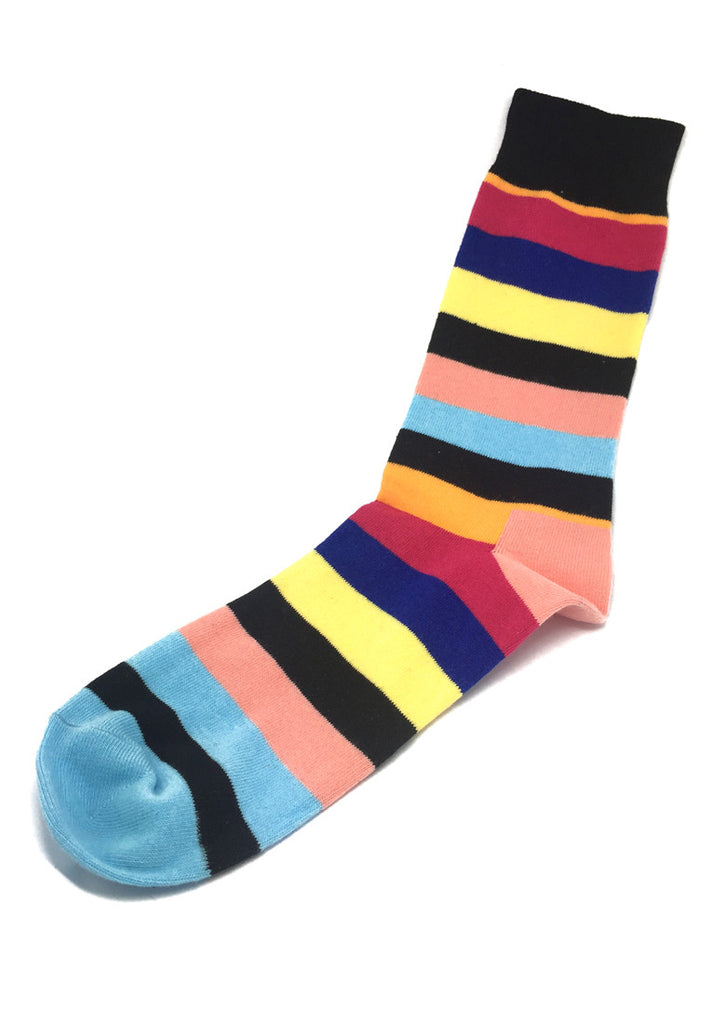 Streaks Series Blue, Black, Pink and Yellow Stripes Socks