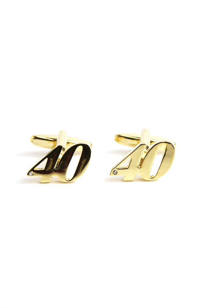 Gold Plated 40 Cufflinks with Crystal Decoration