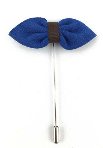 Blue Fabric Bow Lapel Pin