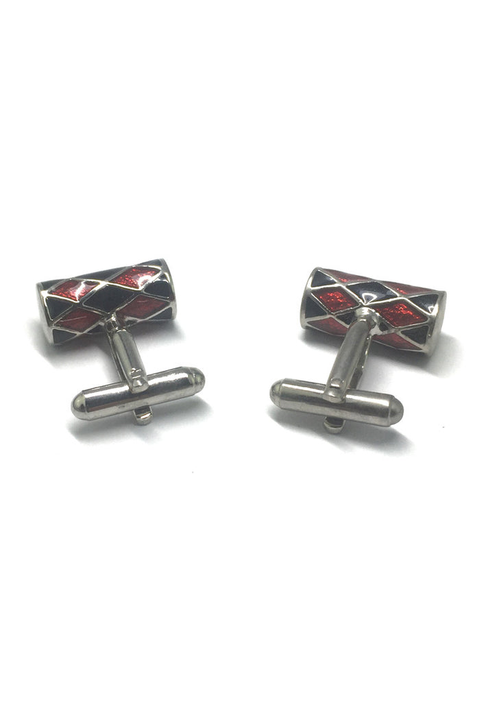 Red & Black Harlequin Tube Cufflinks