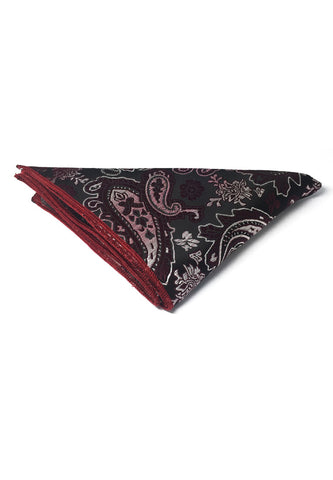 Taj 系列紫色佩斯利图案黑色聚酯口袋方巾