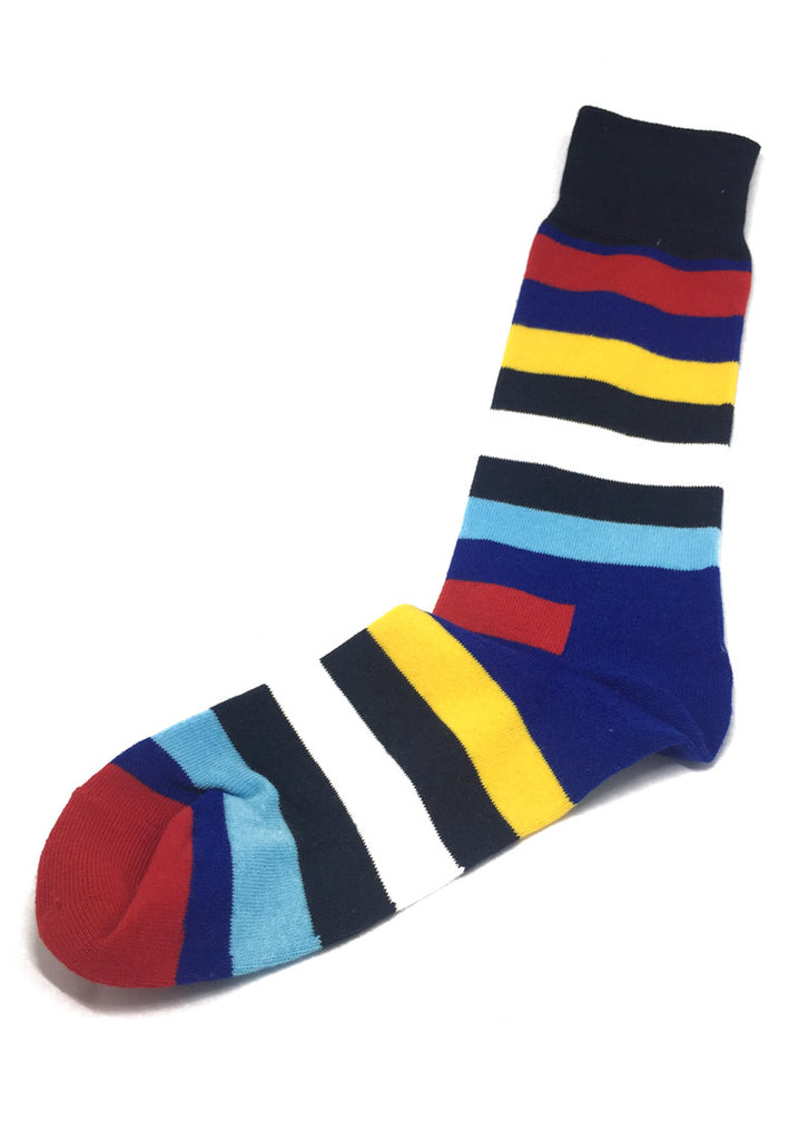 Streaks Series Red, Black, Black, White and Yellow Stripes Socks