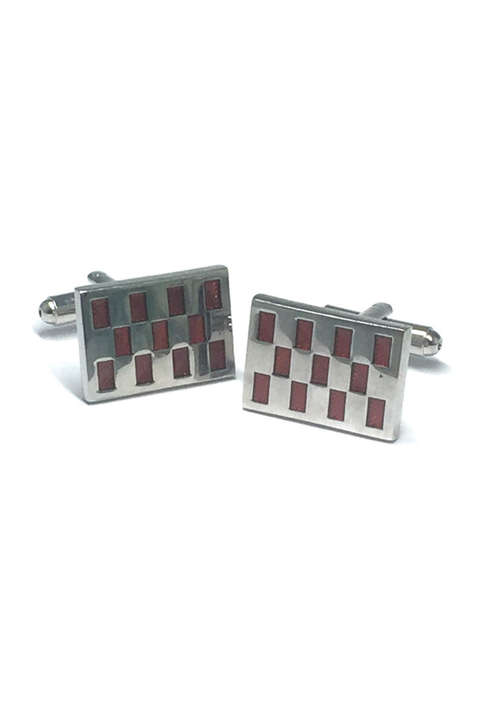 Red Patterned Rectangle Cufflinks