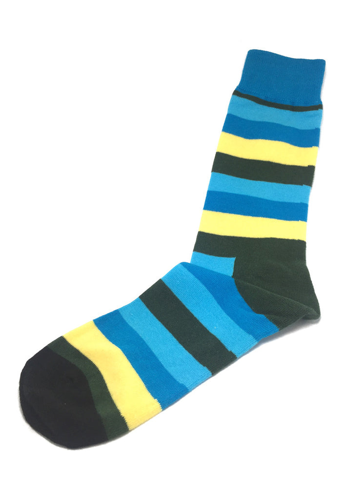 Streaks Series Black, Yellow, Blue and Green Stripes Socks